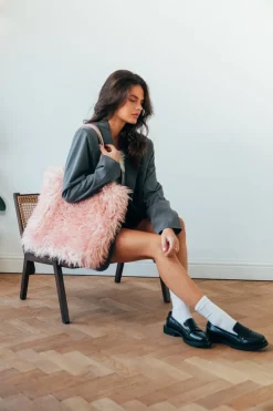 Pink Shaggy Fur Shopper Bag by SVNX