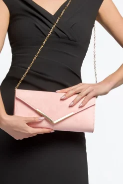 Pink Suede Envelope Clutch Bag by Aftershock London