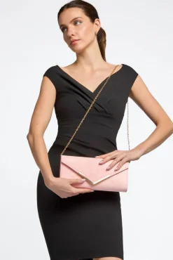Pink Suede Envelope Clutch Bag by Aftershock London