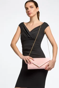 Pink Suede Envelope Clutch Bag by Aftershock London