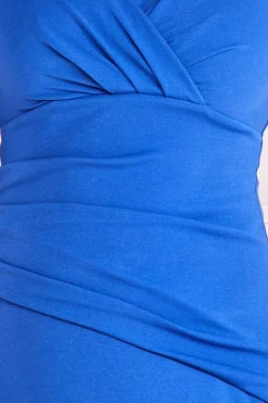 Pleated Front Wrap Scuba Maxi by Goddiva