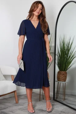 Pleated True Wrap Dress by Double Second