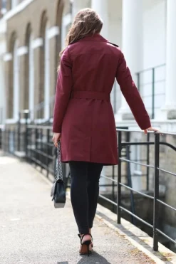 Plum Fitted Trench Coat by Double Second