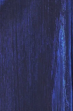 Plunge Neck Pleated Foil Maxi Dress - Royalblue by Goddiva