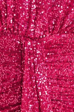 Plunge V-Neck Sequin Maxi - Burgundy by Goddiva