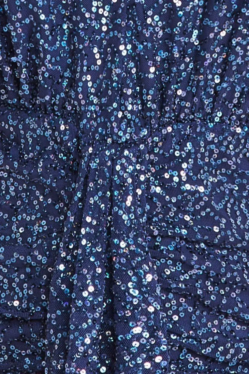 Plunge V-Neck Sequin Maxi - Navy by Goddiva