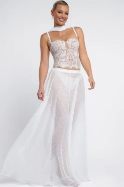 Polka Dobby Chiffon A-Line Maxi Skirt by Goddiva