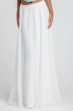 Polka Dobby Chiffon A-Line Maxi Skirt by Goddiva