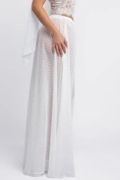 Polka Dobby Chiffon A-Line Maxi Skirt by Goddiva