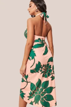 Printed Crossover Midi - Green by Goddiva