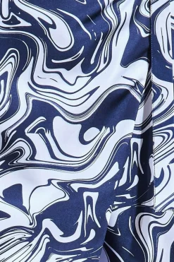 Printed High Waist Wrap Midi Skirt - Navy by City Goddess