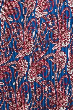 Printed Shirred Midi Skirt - Blue by City Goddess