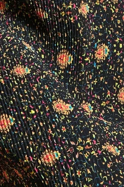 Printed Shirred Midi Skirt - Black by City Goddess