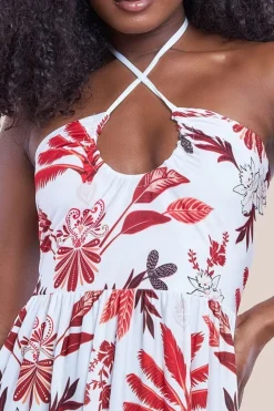 Printed Tie Back Maxi - Cream by Goddiva