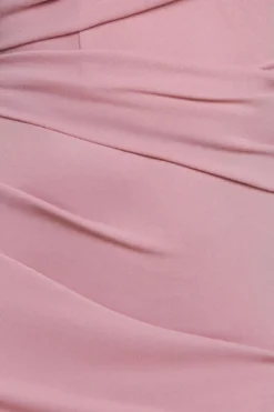 Puffy Satin Sleeve Scuba Maxi Dress - Blush Pink by Goddiva