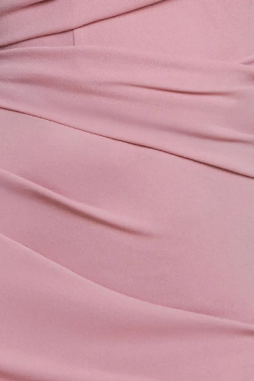 Puffy Satin Sleeve Scuba Maxi Dress - Blush Pink by Goddiva