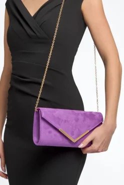 Purple Suede Envelope Clutch Bag by Aftershock London