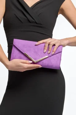 Purple Suede Envelope Clutch Bag by Aftershock London