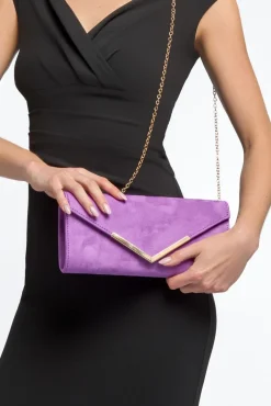 Purple Suede Envelope Clutch Bag by Aftershock London