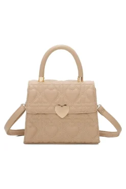 Quilted Heart Grab Bag In Beige by SVNX