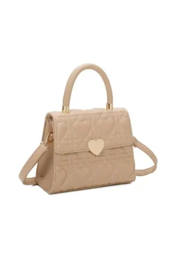 Quilted Heart Grab Bag In Beige by SVNX