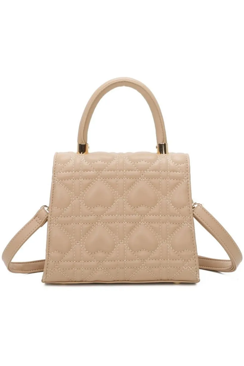Quilted Heart Grab Bag In Beige by SVNX