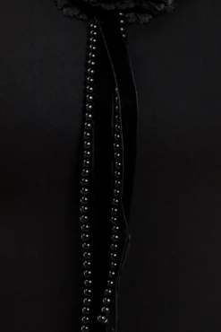 Racer Neck Corsage Scuba Maxi - Black by Goddiva