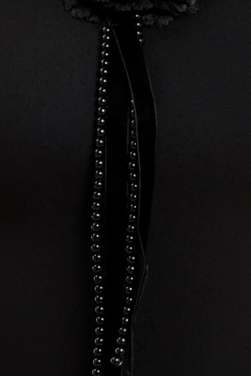 Racer Neck Corsage Scuba Maxi - Black by Goddiva