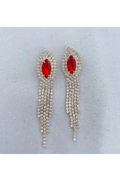 Red Earrings Diamante Earrings by QueenMee Accessories