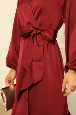 Red Frill Wrap Dress by Double Second