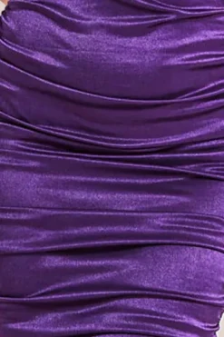 Ring Detail One Shoulder Ruched Midi - Purple by Goddiva