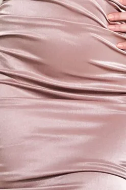 Ring Detail One Shoulder Ruched Midi - Champagne by Goddiva