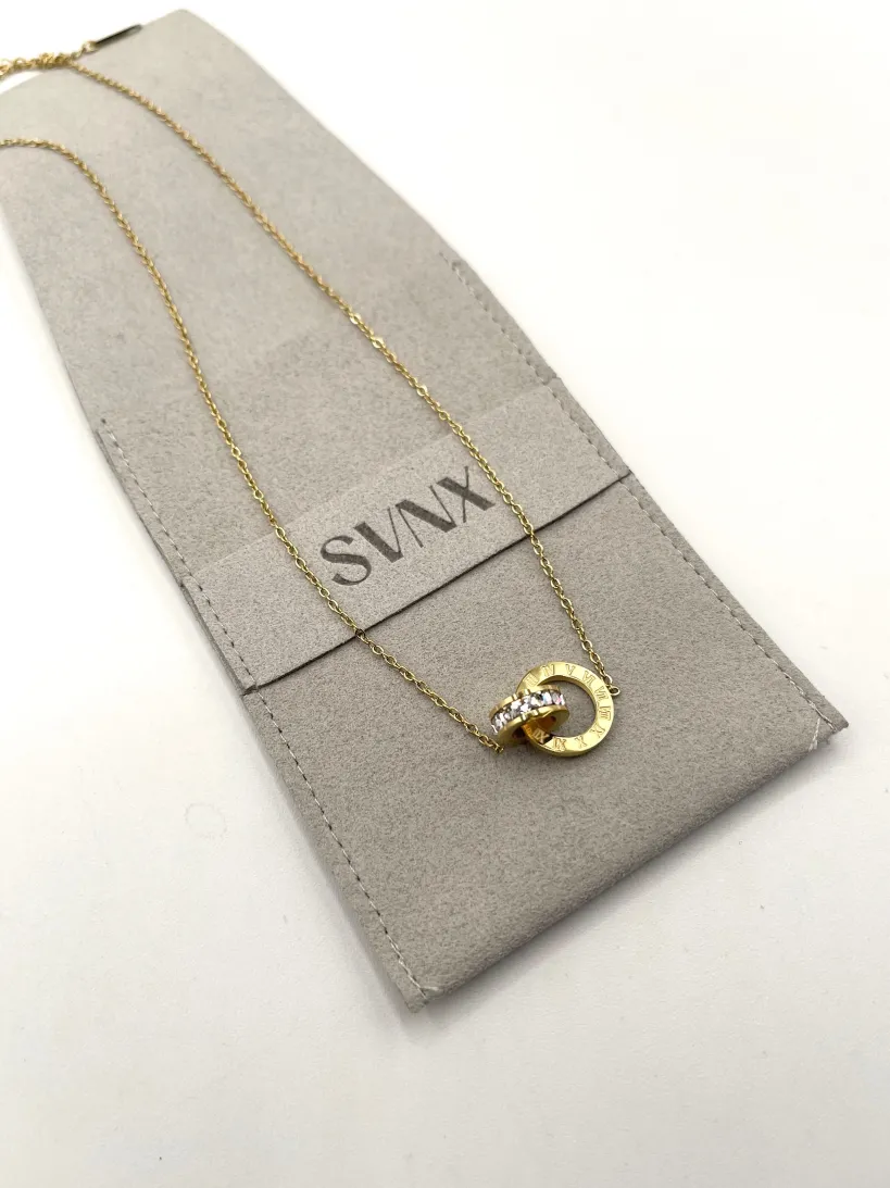 Roman Numeral Necklace In Gold by SVNX