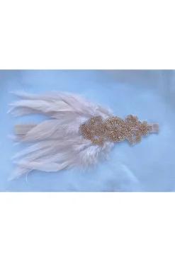 Rose Gold Flapper Headband With Feathers by QueenMee Accessories