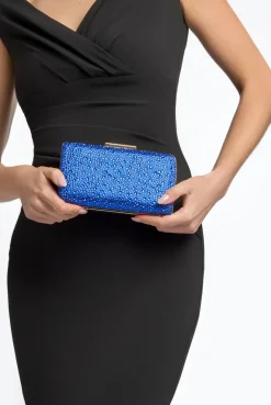 Royal Blue Glitter Evening Clutch Bag by Aftershock London
