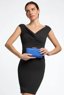 Royal Blue Glitter Evening Clutch Bag by Aftershock London