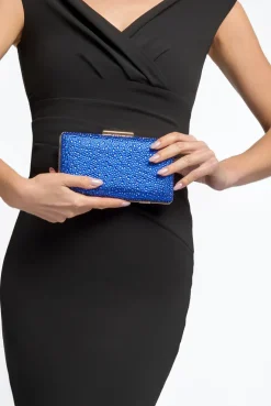 Royal Blue Glitter Evening Clutch Bag by Aftershock London