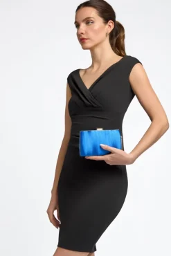 Royal Blue Satin Clutch Bag With Tassels by Aftershock London