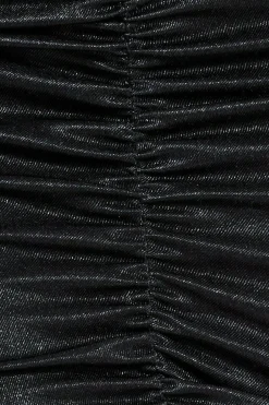Ruched Satin Mini Skirt - Black by Goddiva