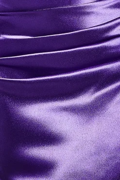 Satin Bandeau Maxi Dress - Purple by Goddiva