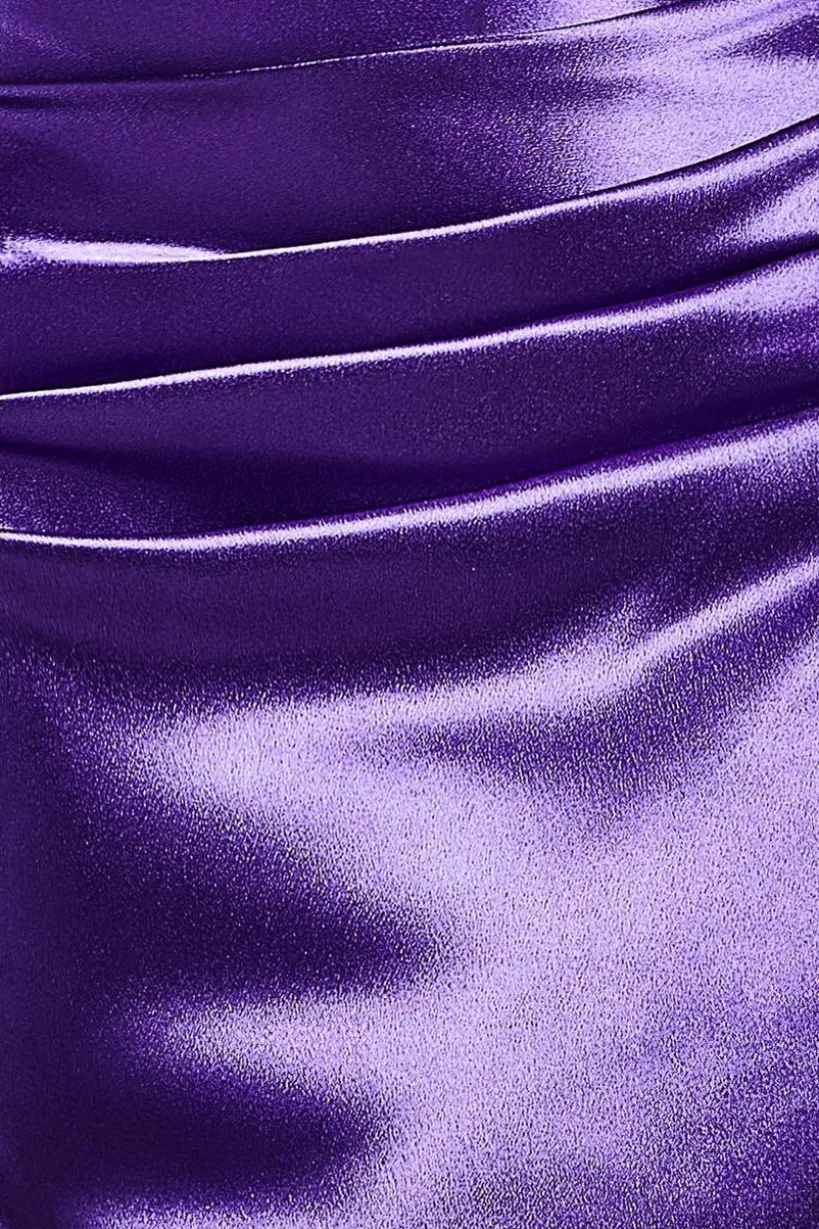 Satin Bandeau Maxi Dress - Purple by Goddiva