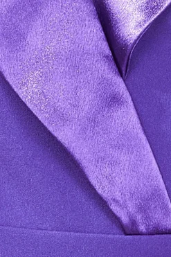 Satin Collar Scuba Jumpsuit - Purple by Goddiva