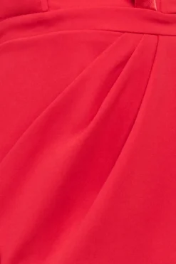Satin Collar Scuba Midi Dress - Red by Goddiva