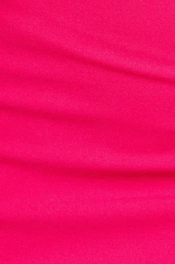Satin Corsage Scuba Crepe Midi Dress - Magenta by Goddiva