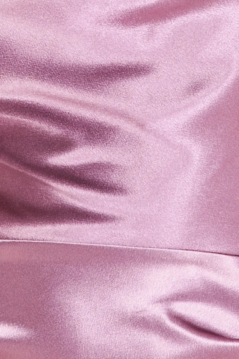 Satin Cowl Neck With Strappy Back Maxi - Pink by Goddiva