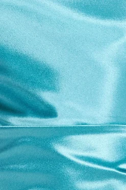 Satin Cowl Neck With Strappy Back Maxi - Aqua by Goddiva