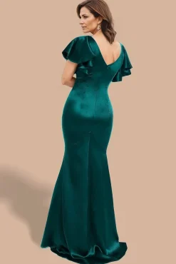 Satin Flutter Sleeve Mermaid Maxi - Emerald Green by Goddiva