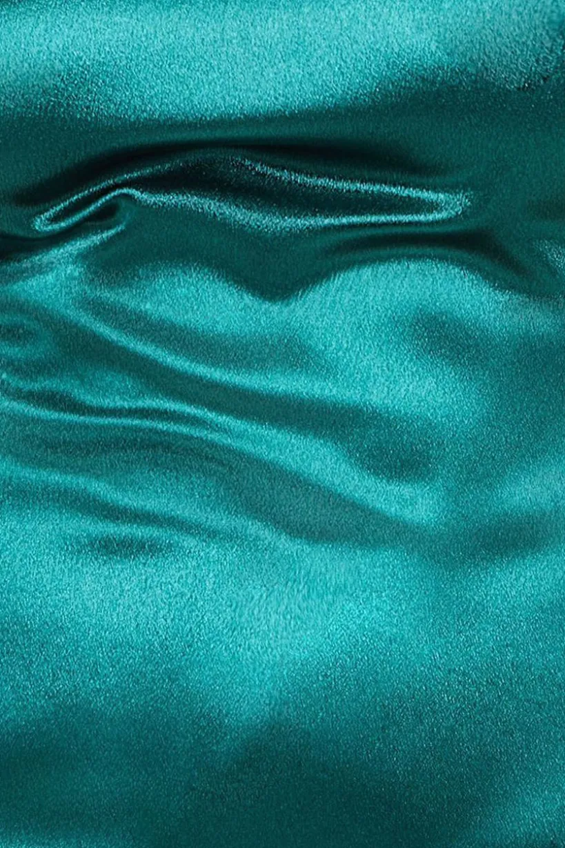 Satin Flutter Sleeve Mermaid Maxi - Emerald Green by Goddiva