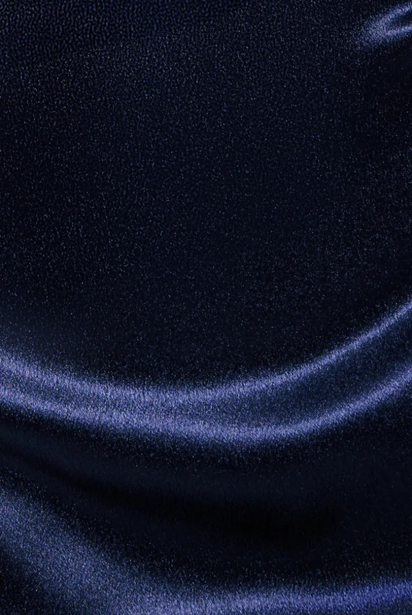 Satin Flutter Sleeve Mermaid Maxi - Navy by Goddiva