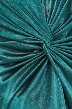 Satin Knotted Midi Skirt - Emerald Green by Goddiva